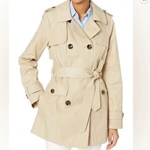 London Fog Collection Women's Hooded Double breasted Trench Coat Small